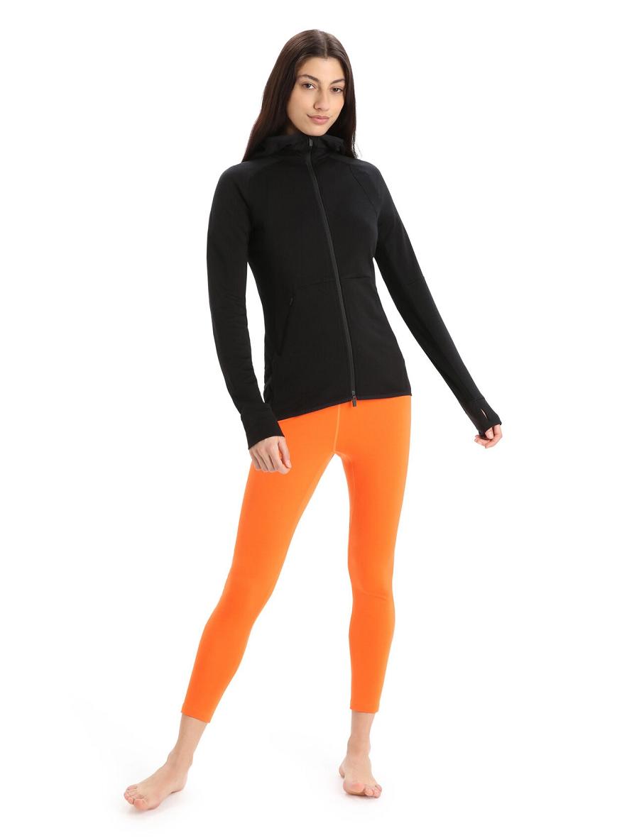 Icebreaker ZoneKnit™ Merino Long Sleeve Zip Női Kapucnis Pulóver Fekete | HU 1674YXFU